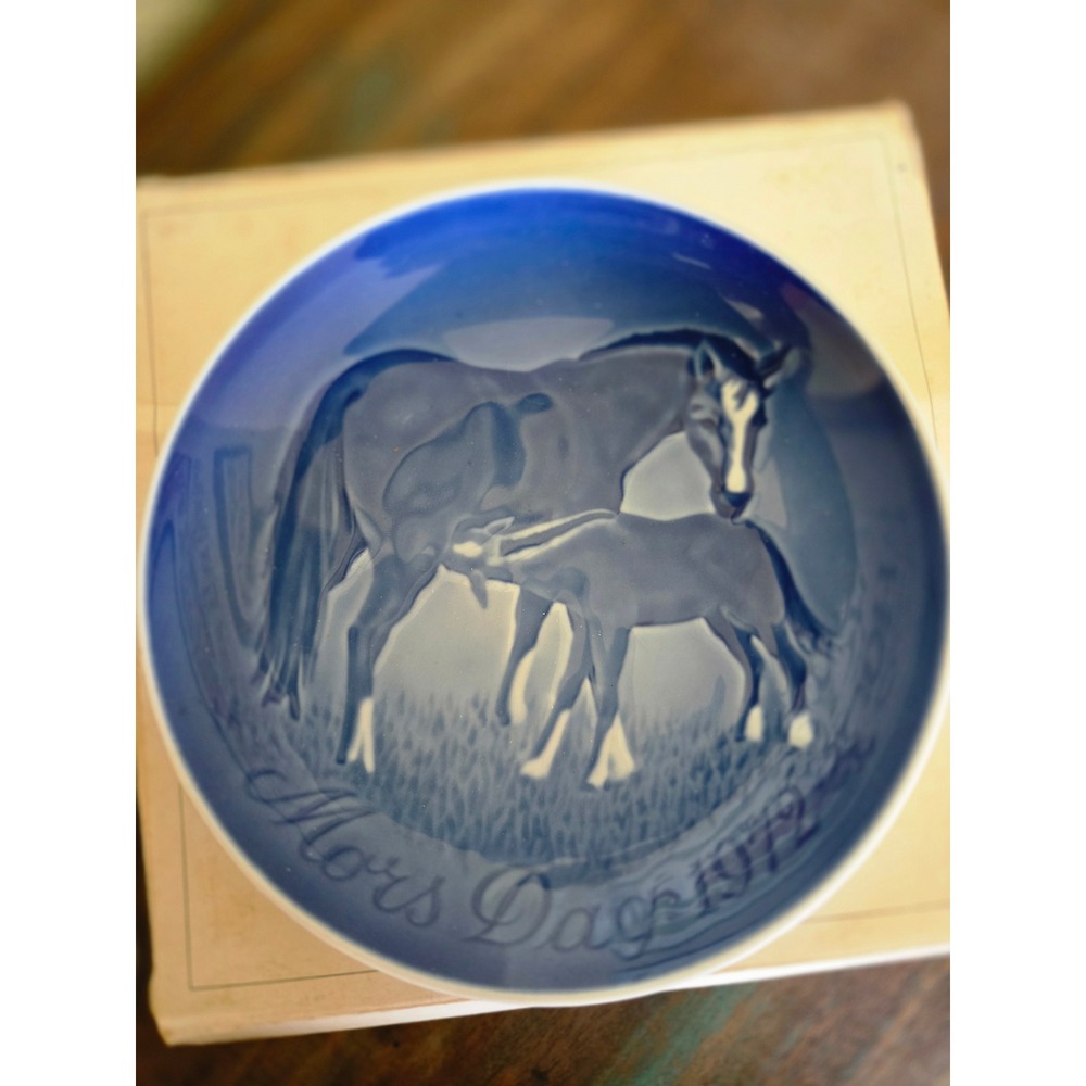 Bing & Grondahl 1972 Mothers Day Plate Horse and Foal Mors Dag Denmark Boxed